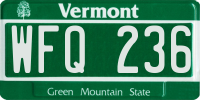 VT license plate WFQ236