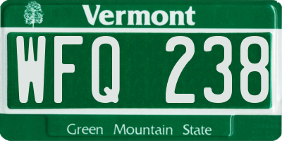 VT license plate WFQ238