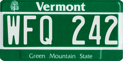 VT license plate WFQ242