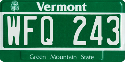 VT license plate WFQ243