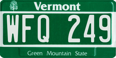 VT license plate WFQ249