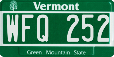 VT license plate WFQ252