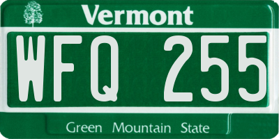 VT license plate WFQ255