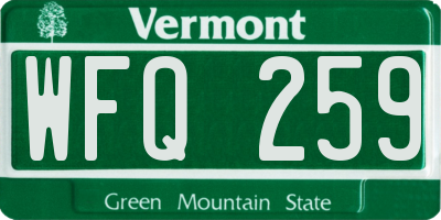 VT license plate WFQ259