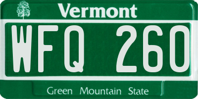 VT license plate WFQ260