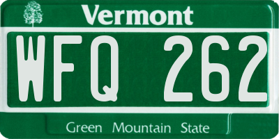 VT license plate WFQ262