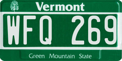 VT license plate WFQ269