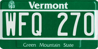 VT license plate WFQ270
