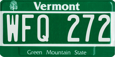 VT license plate WFQ272