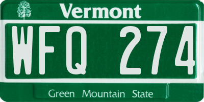 VT license plate WFQ274