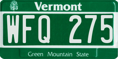 VT license plate WFQ275
