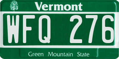 VT license plate WFQ276