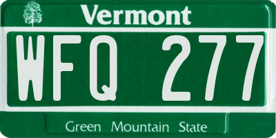 VT license plate WFQ277