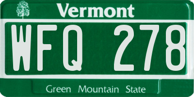 VT license plate WFQ278