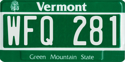 VT license plate WFQ281