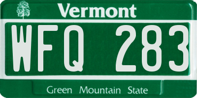 VT license plate WFQ283