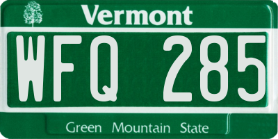 VT license plate WFQ285