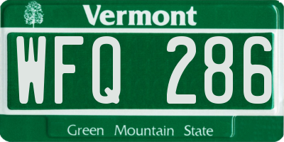 VT license plate WFQ286