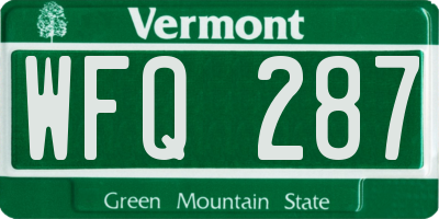 VT license plate WFQ287