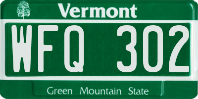 VT license plate WFQ302