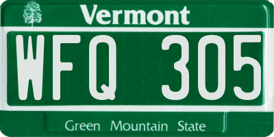 VT license plate WFQ305