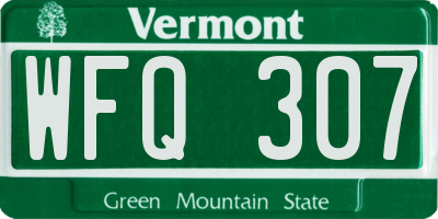 VT license plate WFQ307