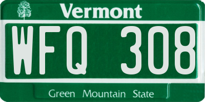 VT license plate WFQ308
