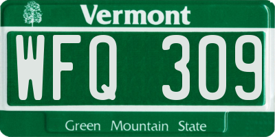 VT license plate WFQ309