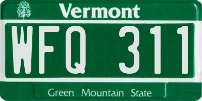 VT license plate WFQ311