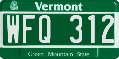 VT license plate WFQ312