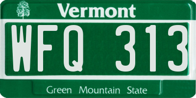 VT license plate WFQ313