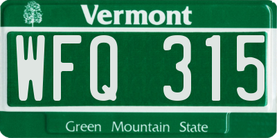 VT license plate WFQ315
