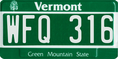 VT license plate WFQ316