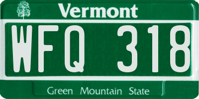 VT license plate WFQ318