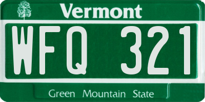 VT license plate WFQ321