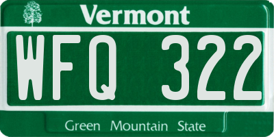 VT license plate WFQ322