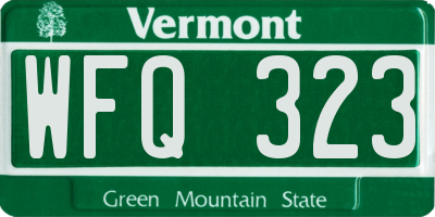 VT license plate WFQ323