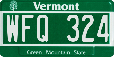 VT license plate WFQ324