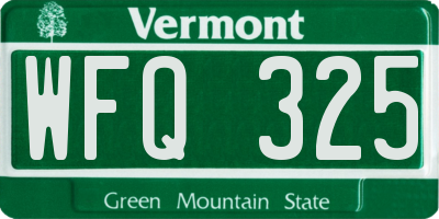 VT license plate WFQ325