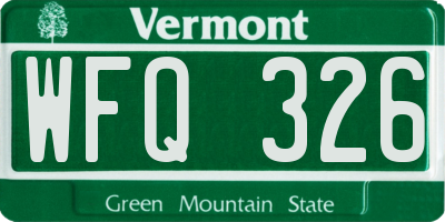 VT license plate WFQ326