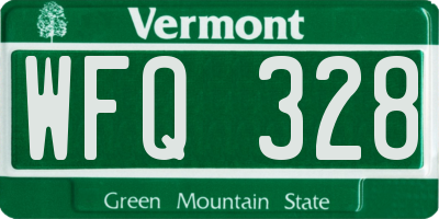 VT license plate WFQ328
