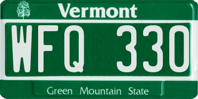 VT license plate WFQ330