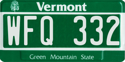 VT license plate WFQ332