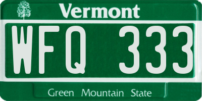 VT license plate WFQ333