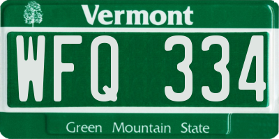 VT license plate WFQ334