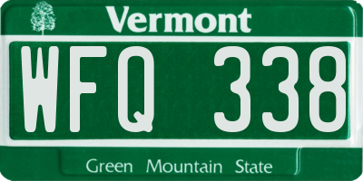 VT license plate WFQ338