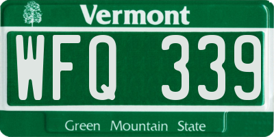 VT license plate WFQ339