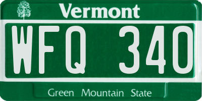VT license plate WFQ340