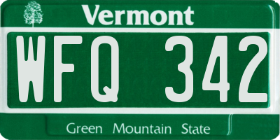 VT license plate WFQ342