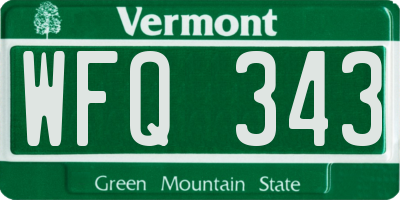 VT license plate WFQ343